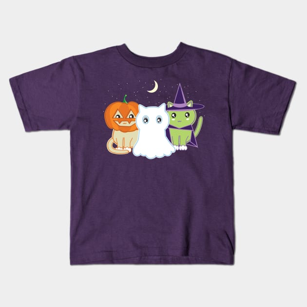 Halloween Kitties Kids T-Shirt by KimonoKat